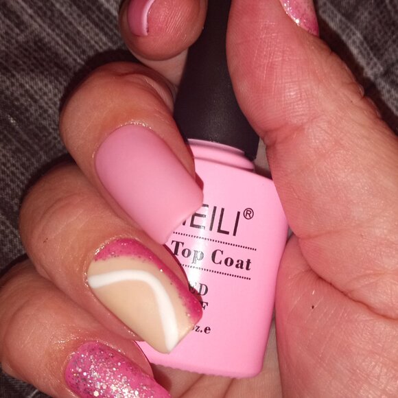 24-pc Pink Matte Sparkle Swirl Press-on Nail Set - Picture 3 of 7